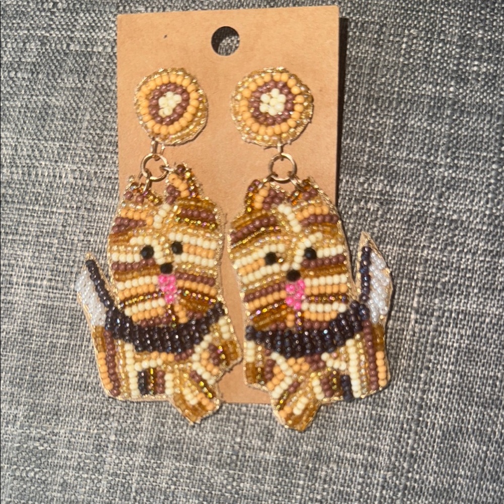 Beaded Yorkshire Terrier Earrings